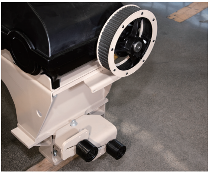 Optimized tensioner wheel for quick synchronous belt adjustment