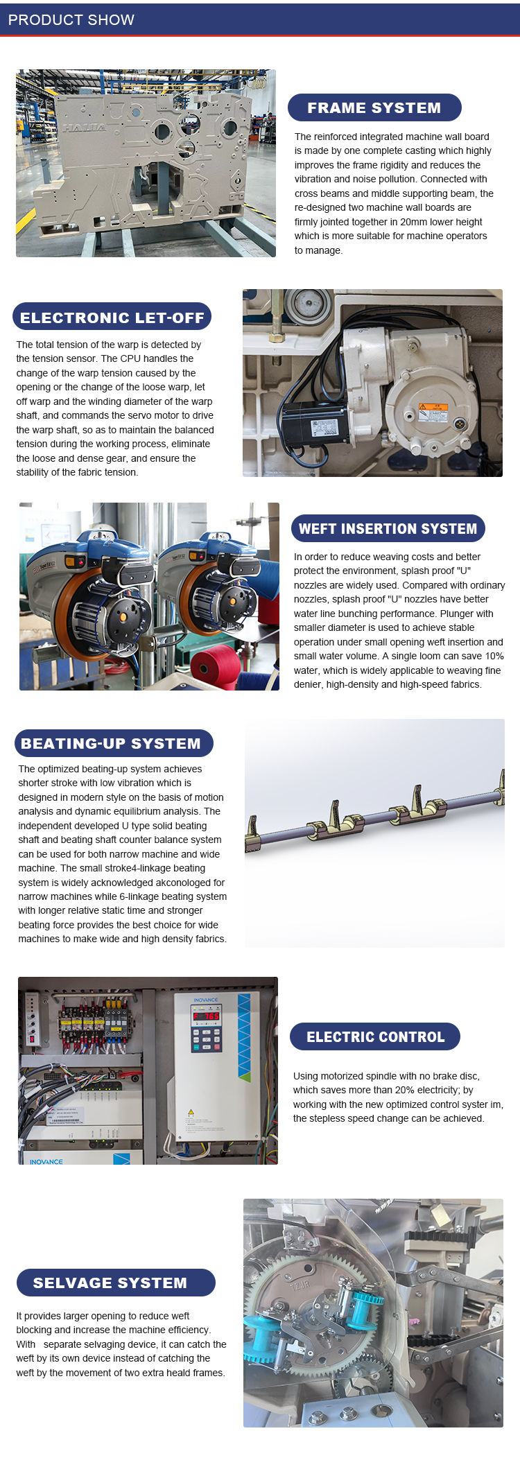 Detailed structural view of the HA-9020 Air Jet Loom for textile manufacturing